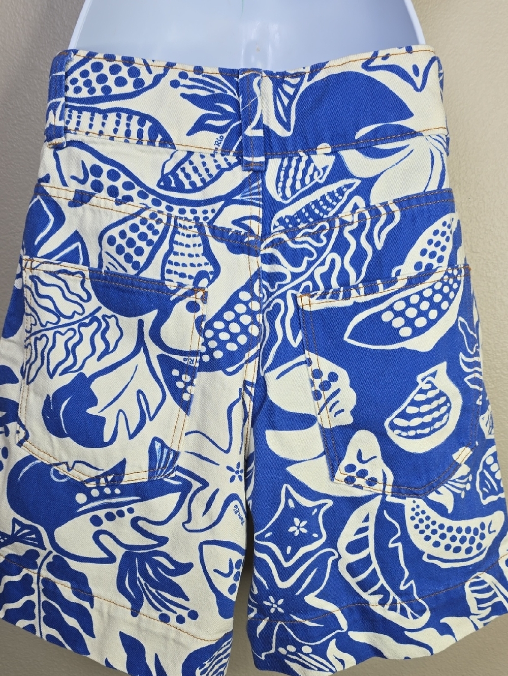 Farm Rio Denim  Blue & White Tropical Two-Piece Crop Top and Shorts Set Size S - Picture 9 of 14